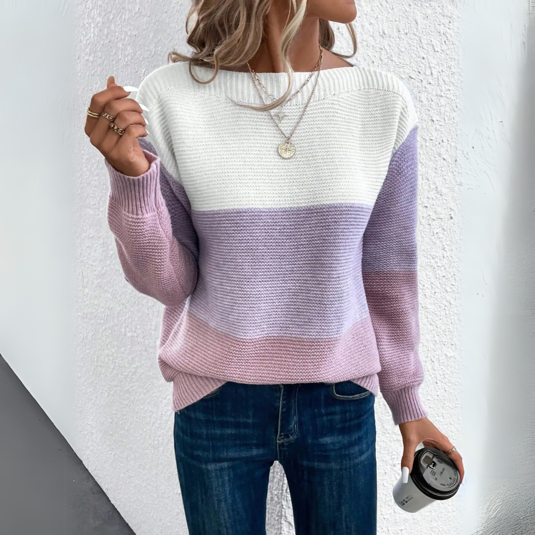 Clara | Elegante suéter de patchwork en tres colores