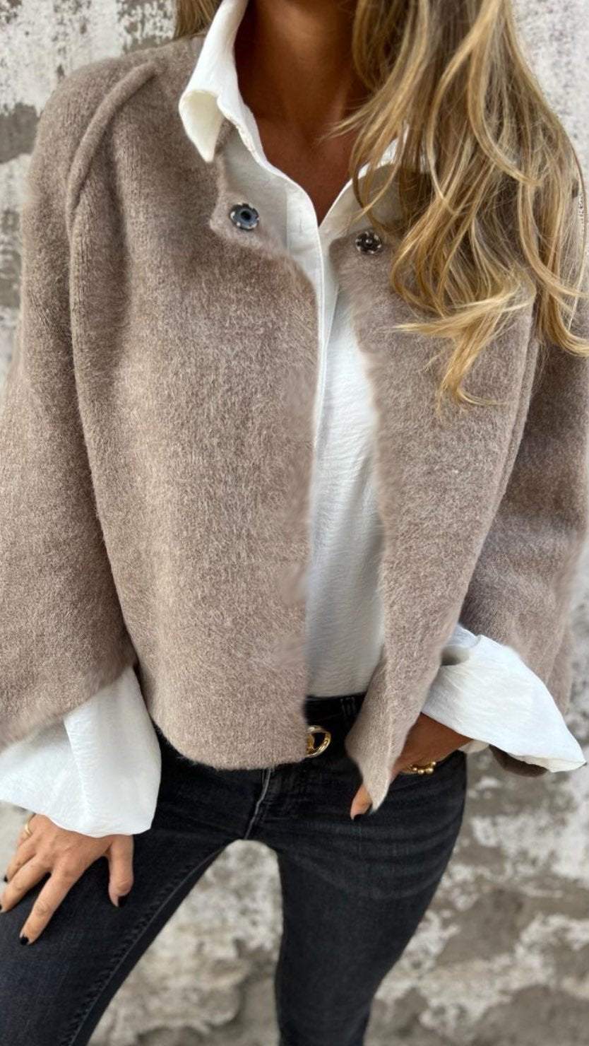 BEA | Abrigo de lana para mujeres con cuello redondo y mangas largas