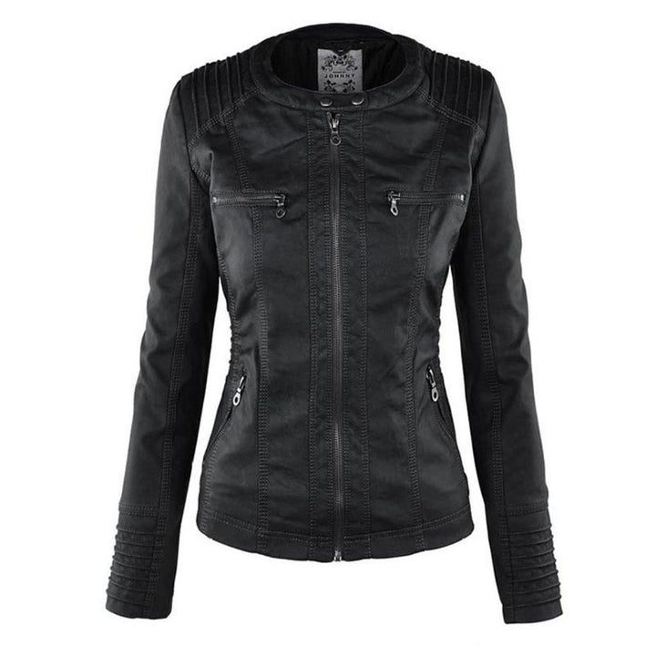 Chaqueta de cuero con capucha