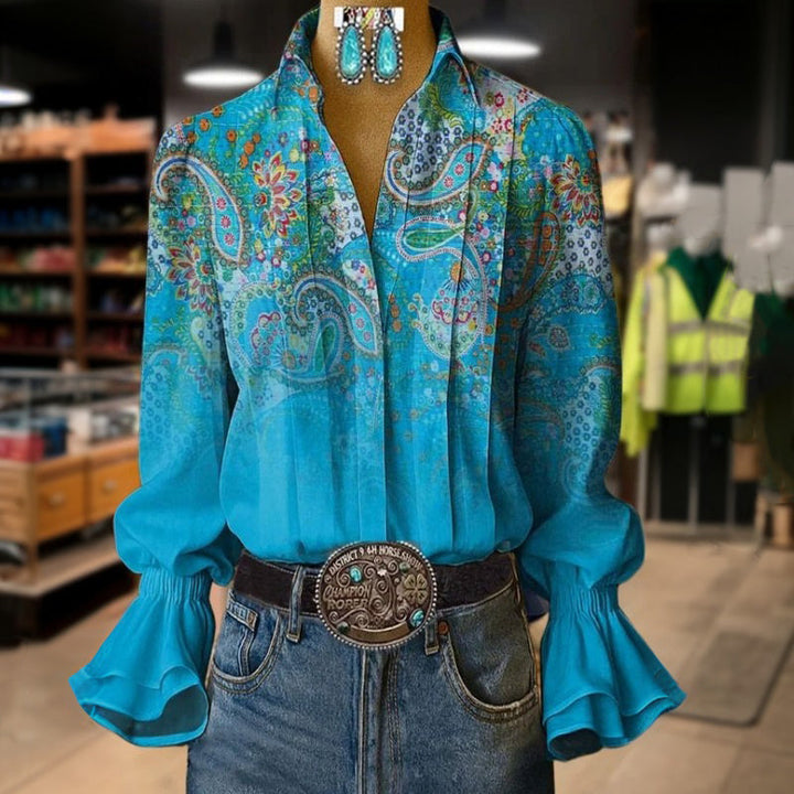 Blusa con estampado étnico vintage