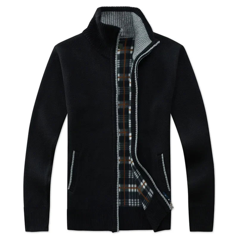 Luc – Suéter de Forro Polar con Cremallera Doble y Corte Ajustado para Otoño-Invierno
