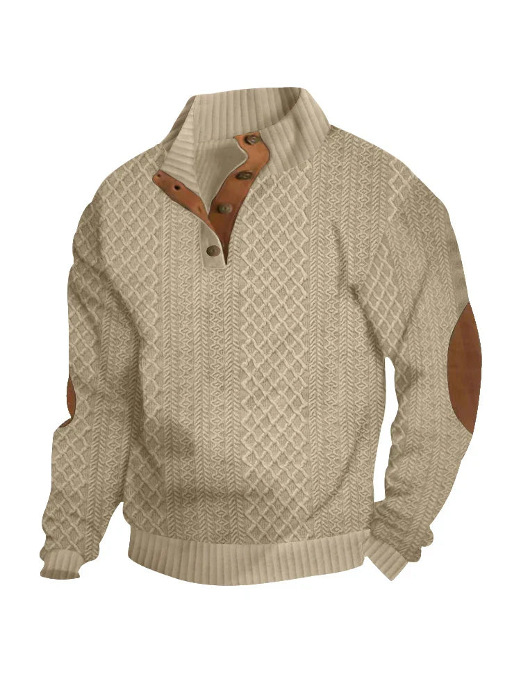 Marc: Suéter de cuello alto jacquard, una fusión de comodidad y estilo clásico.