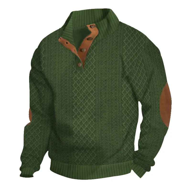 Marc: Suéter de cuello alto jacquard, una fusión de comodidad y estilo clásico.