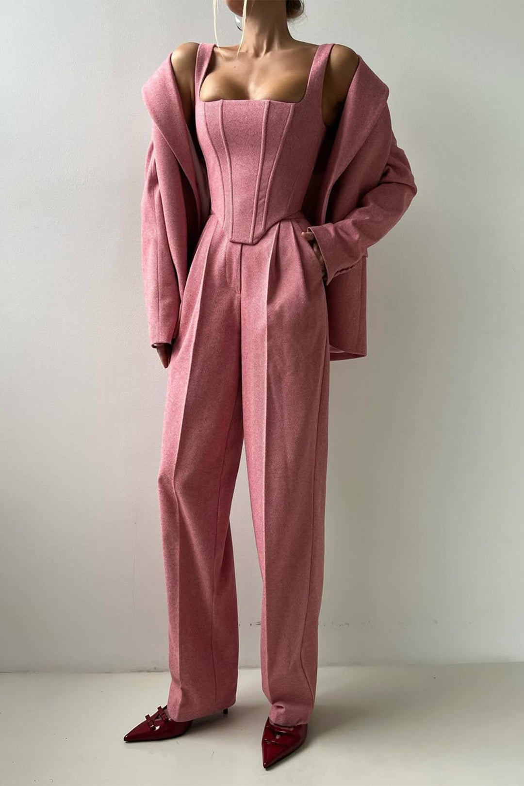 Dolce™ - Conjunto de tres piezas con blazer de doble botonadura