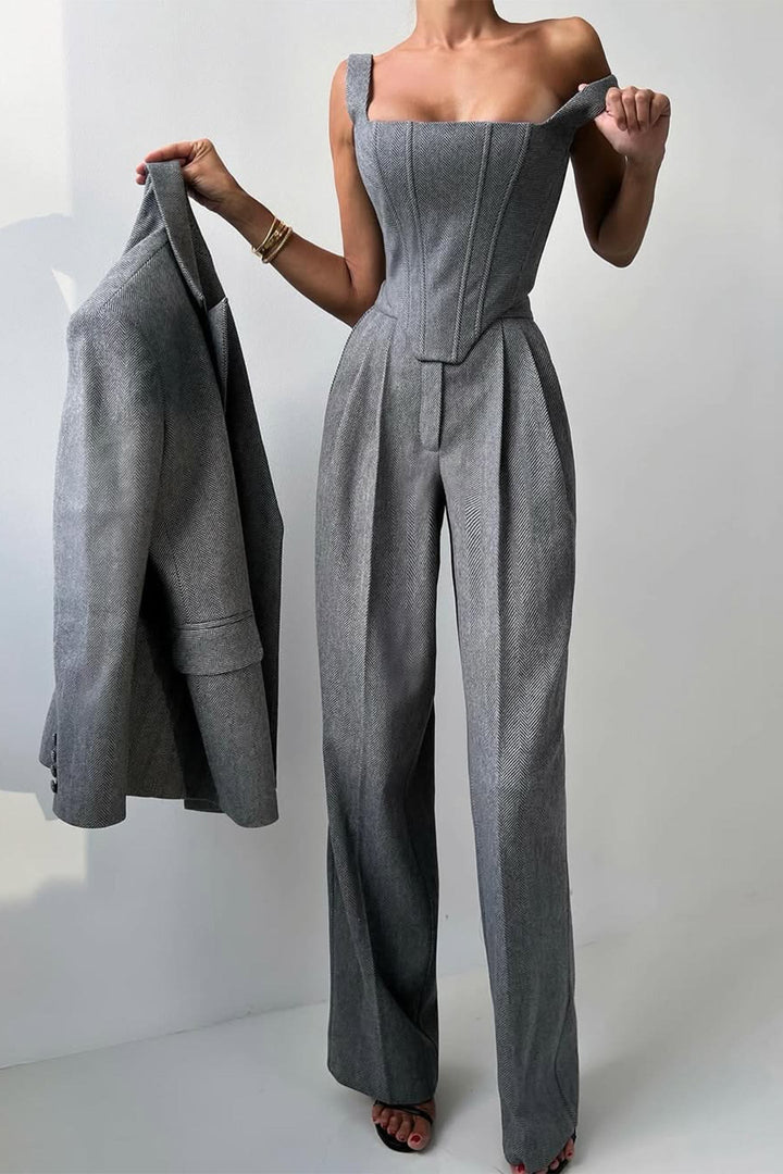 Dolce™ - Conjunto de tres piezas con blazer de doble botonadura