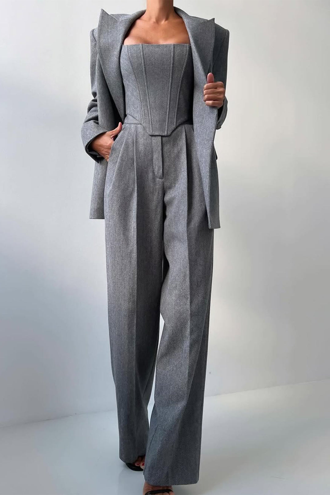 Dolce™ - Conjunto de tres piezas con blazer de doble botonadura