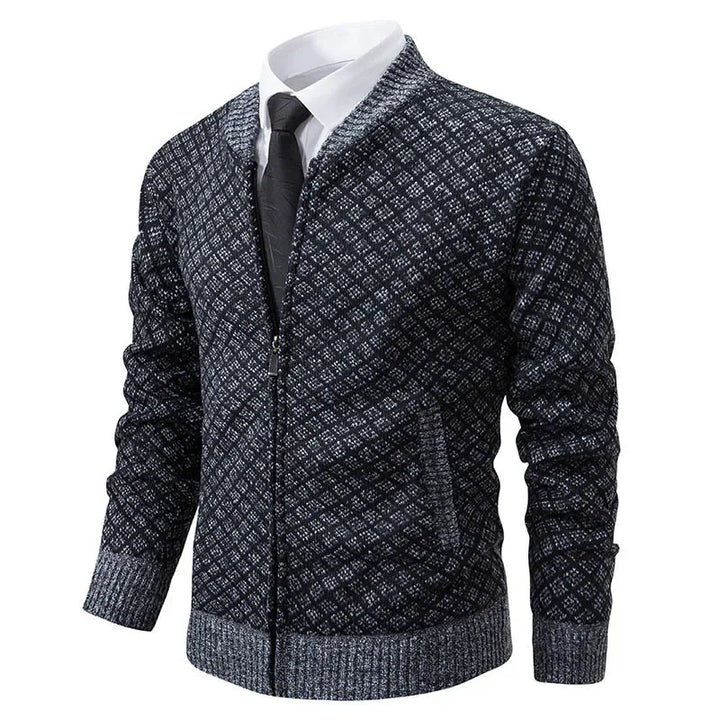 Pull Marcel – Suéter de Punto Grueso con Cremallera y Cuello en V para Hombres Elegantes y Sofisticados
