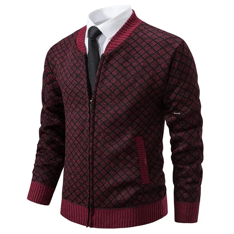 Pull Marcel – Suéter de Punto Grueso con Cremallera y Cuello en V para Hombres Elegantes y Sofisticados