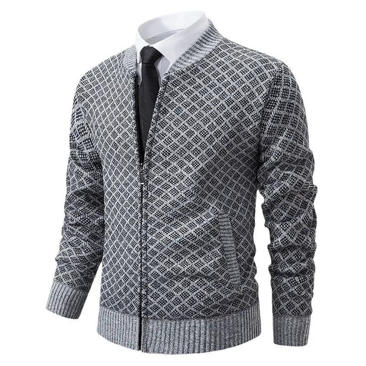 Pull Marcel – Suéter de Punto Grueso con Cremallera y Cuello en V para Hombres Elegantes y Sofisticados