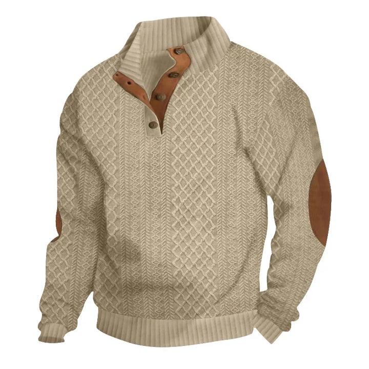 Marc: Suéter de cuello alto jacquard, una fusión de comodidad y estilo clásico.